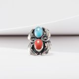 Carl Luthy Turquoise and Coral Ring