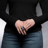 Carl Luthy Turquoise and Coral Ring