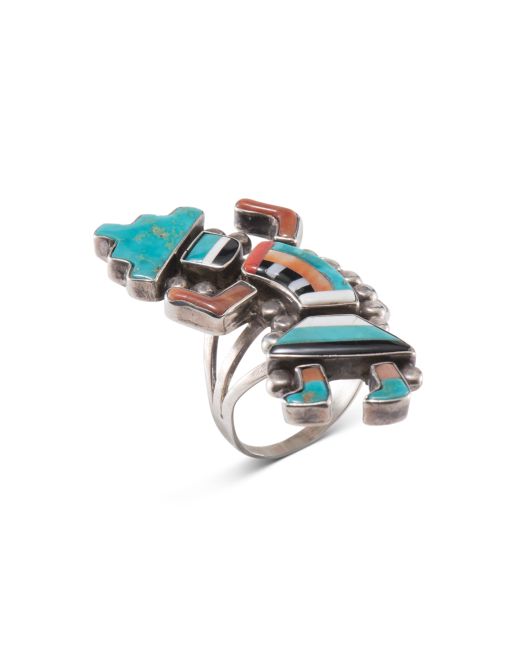 Vintage Zuni Mosaic Inlay Rainbow Man Ring