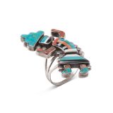 Vintage Zuni Mosaic Inlay Rainbow Man Ring