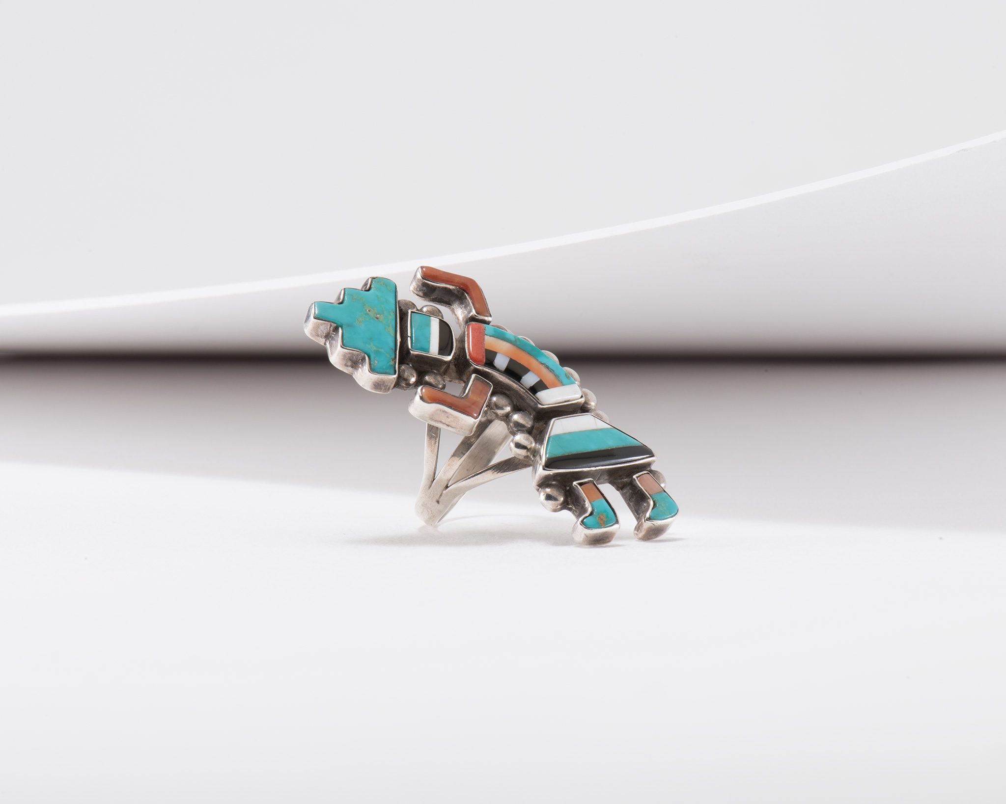 Vintage Zuni Mosaic Inlay Rainbow Man Ring