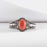 Steve Arviso Coral and Twisted Wire Cuff