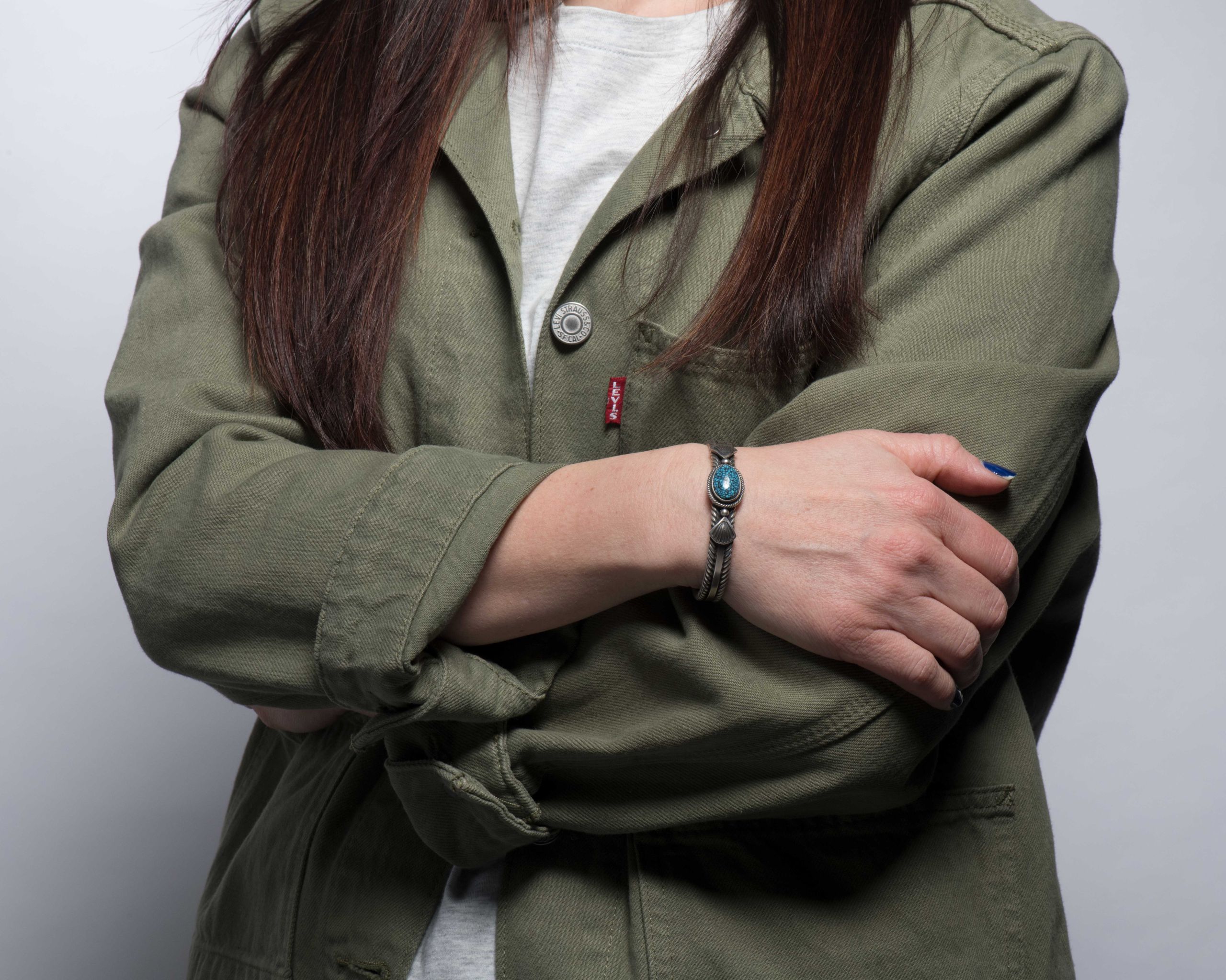 Steve Arviso Turquoise and Twisted Wire Cuff