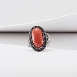 Steve Arviso Coral Ring with Intricate Bezel