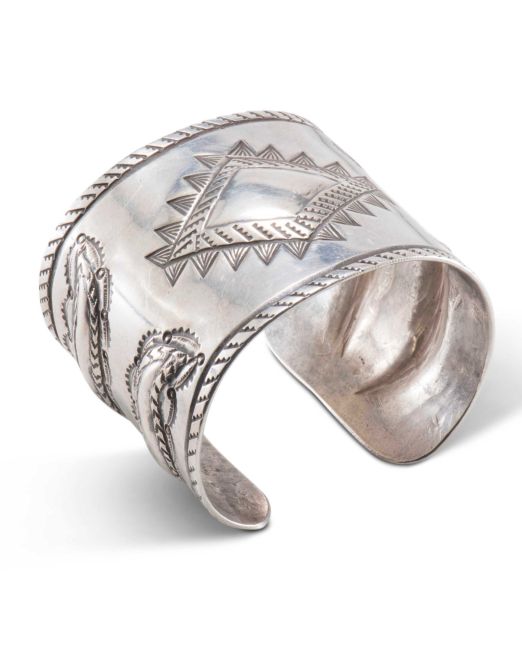 Leo Coriz Wide Sterling Silver Cuff with Repoussé