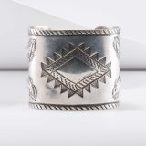 Leo Coriz Wide Sterling Silver Cuff with Repoussé