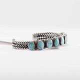 Vintage Navajo Turquoise Twisted Wire Row Cuff Circa 1920s