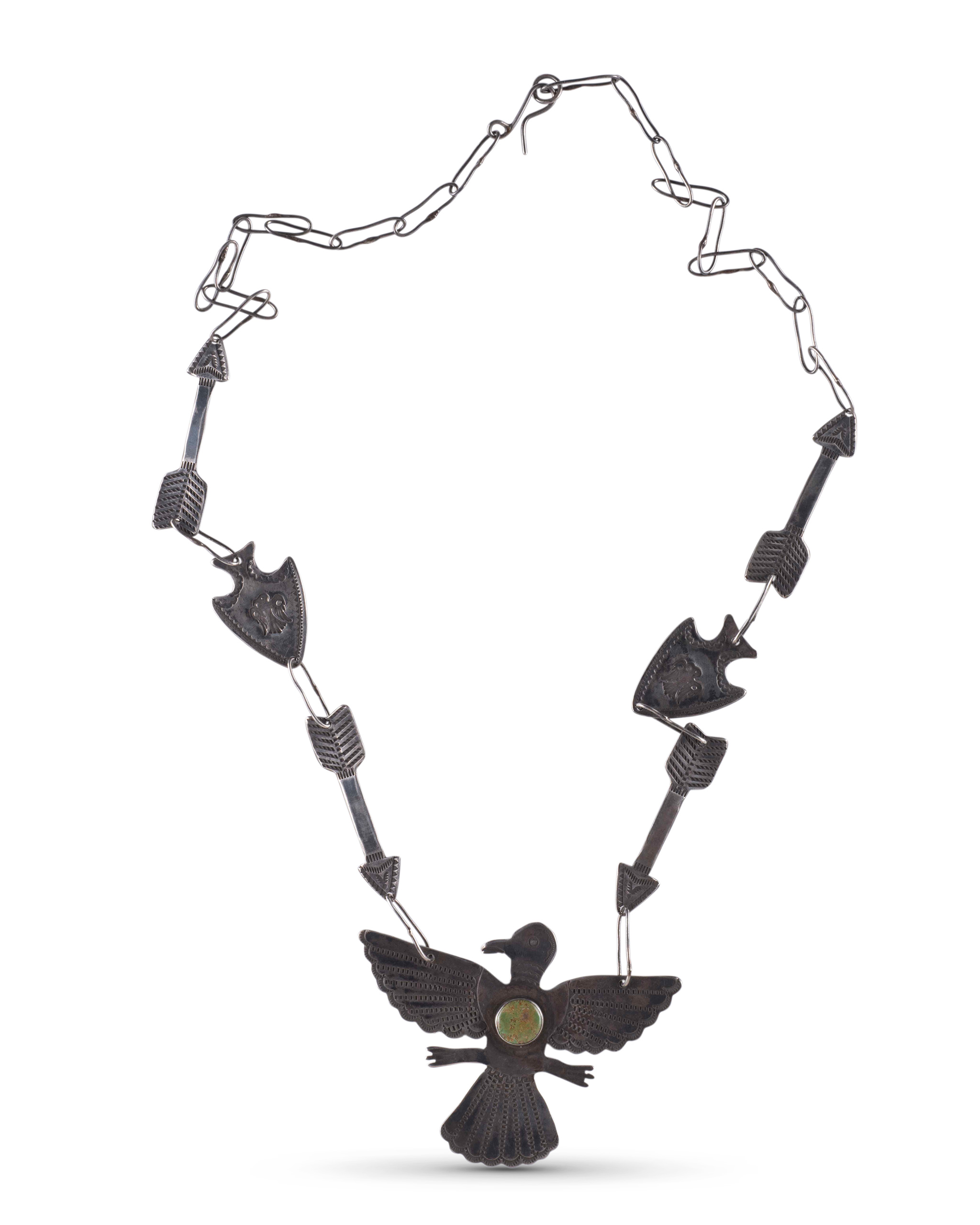 Vintage Fred Harvey Era Thunderbird Necklace with Turquoise