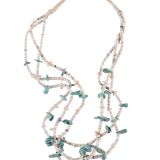 Vintage Three Strand Shell and Turquoise Necklace