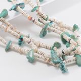 Vintage Three Strand Shell and Turquoise Necklace