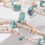 Vintage Three Strand Shell and Turquoise Necklace