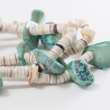Vintage Three Strand Shell and Turquoise Necklace