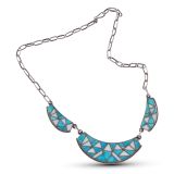 Lambert Homer Sr Turquoise and White Shell Inlay Necklace