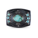 Julian Lovato Turquoise and Sterling Silver Belt Buckle
