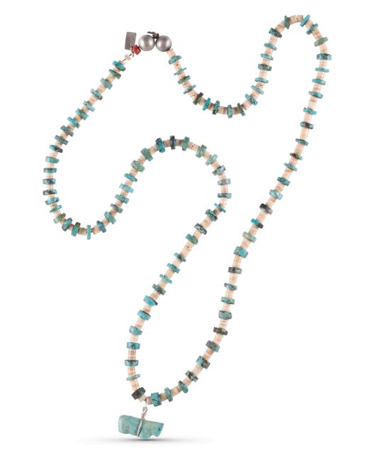Mike Bird-Romero Beaded Necklace with Fetish Carving Pendant