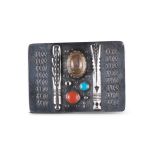 Norbert Peshlakai Sterling Silver Multi Stone Belt Buckle