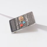 Norbert Peshlakai Sterling Silver Multi Stone Belt Buckle