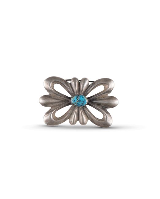 Vintage Navajo Guild Cast Silver Pin with Turquoise