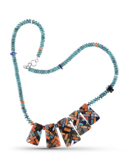 Janalee Reano Mosaic Inlay Reversible Statement Necklace