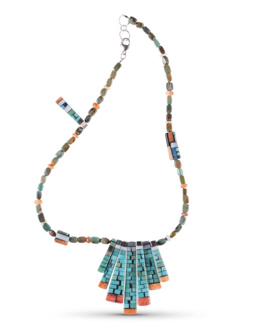 Charlene Reano Mosaic Inlay Reversible Statement Necklace