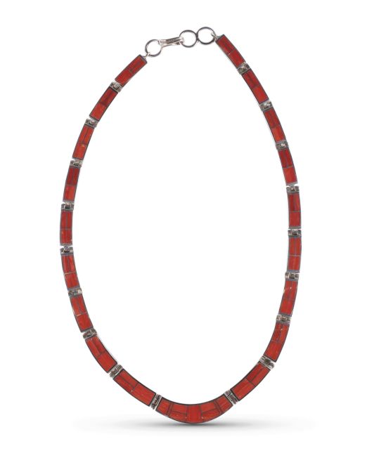 Supersmith Inc Red Coral Collection Inlay Collar Necklace