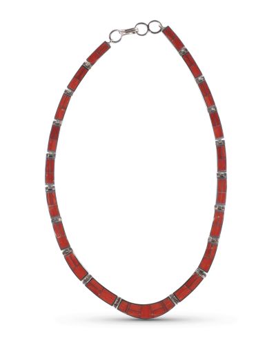 Supersmith Inc Red Coral Collection Inlay Collar Necklace