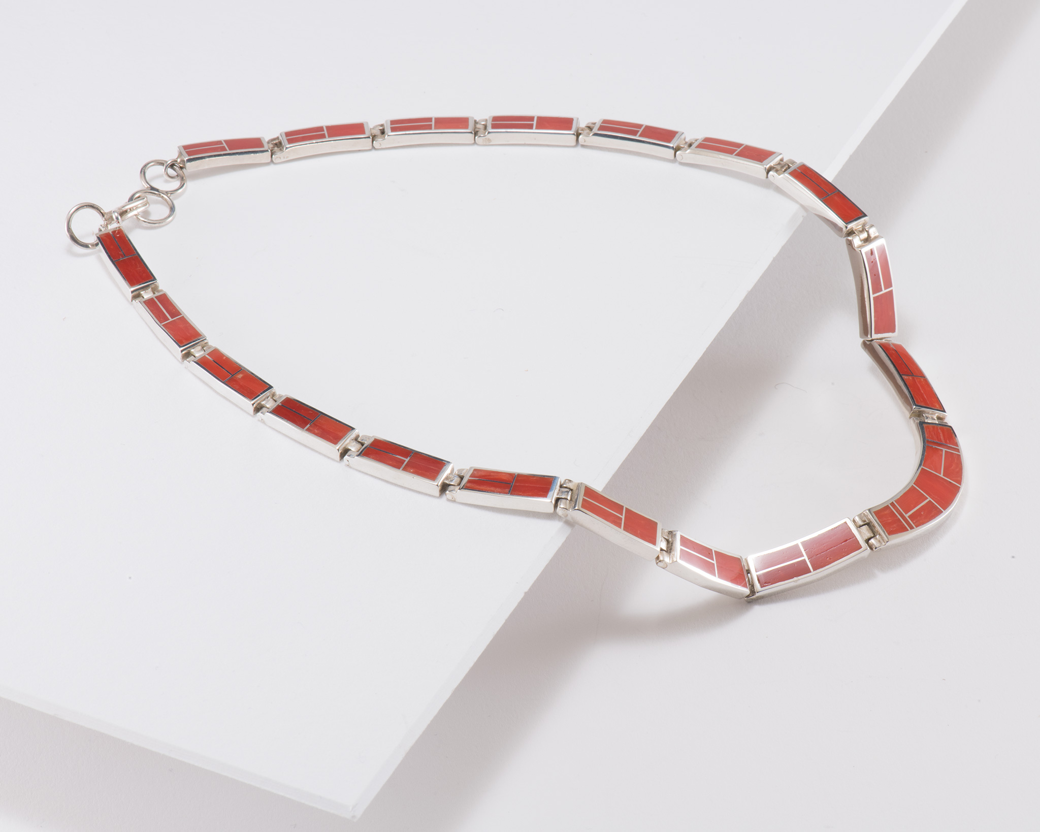 Supersmith Inc Red Coral Collection Inlay Collar Necklace