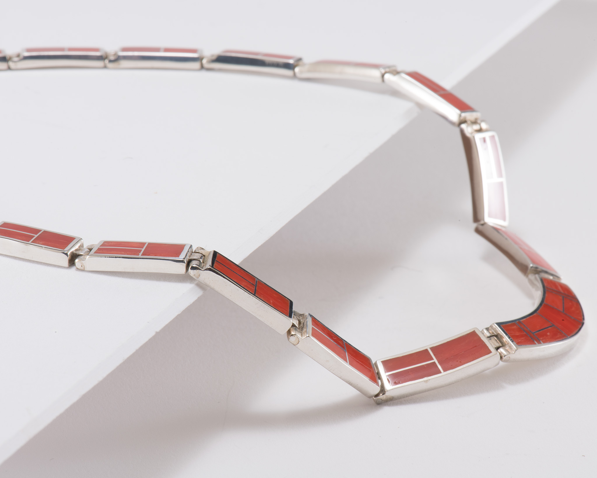 Supersmith Inc Red Coral Collection Inlay Collar Necklace