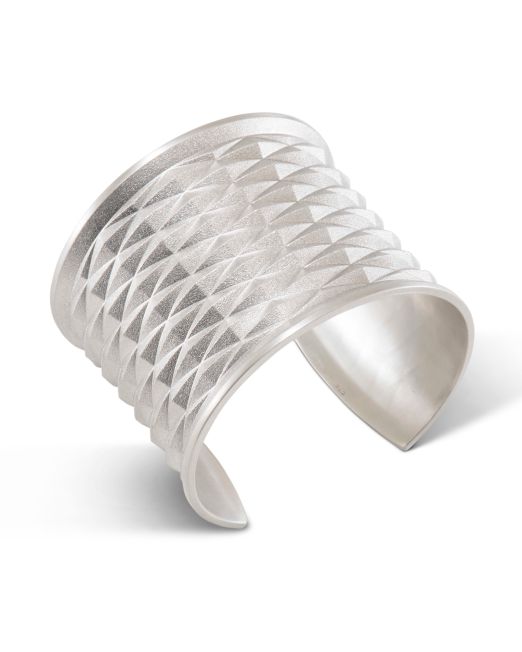 Maria Samora Wide Matte Silver Diamond Peak Cuff