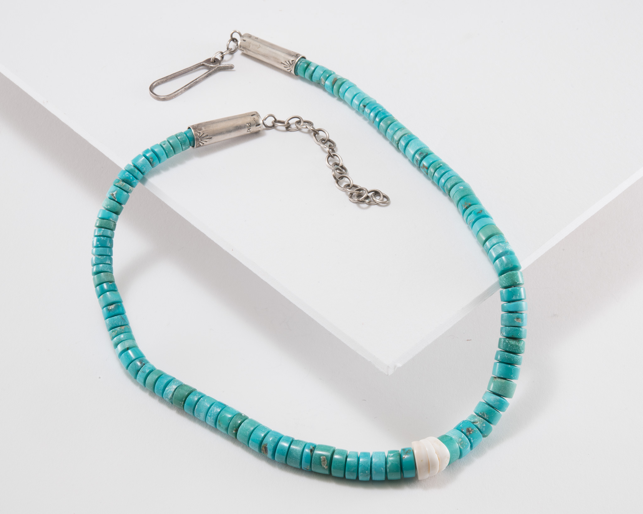 Piki Wadsworth Fox Turquoise Necklace with White Shell - Four