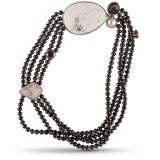 Orlando Dugi Four Strand Black Pearl Necklace with Druzy Quartz