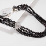 Orlando Dugi Four Strand Black Pearl Necklace with Druzy Quartz
