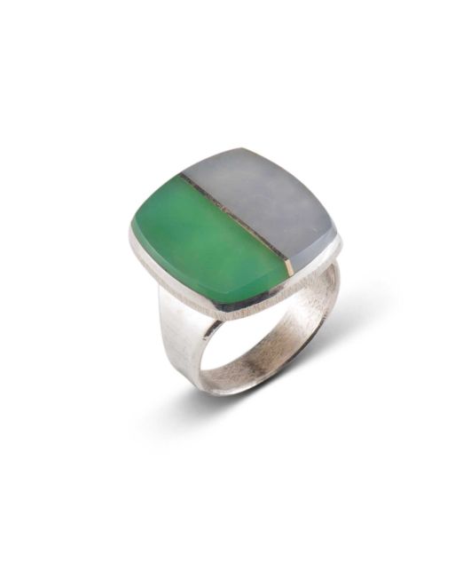 Duane Maktima Green and White Jade Ring