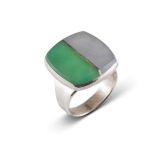 Duane Maktima Green and White Jade Ring