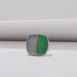 Duane Maktima Green and White Jade Ring