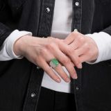 Duane Maktima Green and White Jade Ring