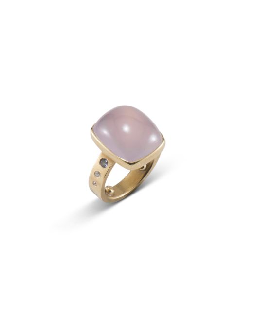 Robin Waynee 18kt Gold Pink Chalcedony Ring