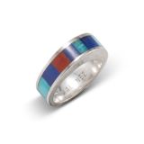 Al Nez Cast Silver Inlay Ring