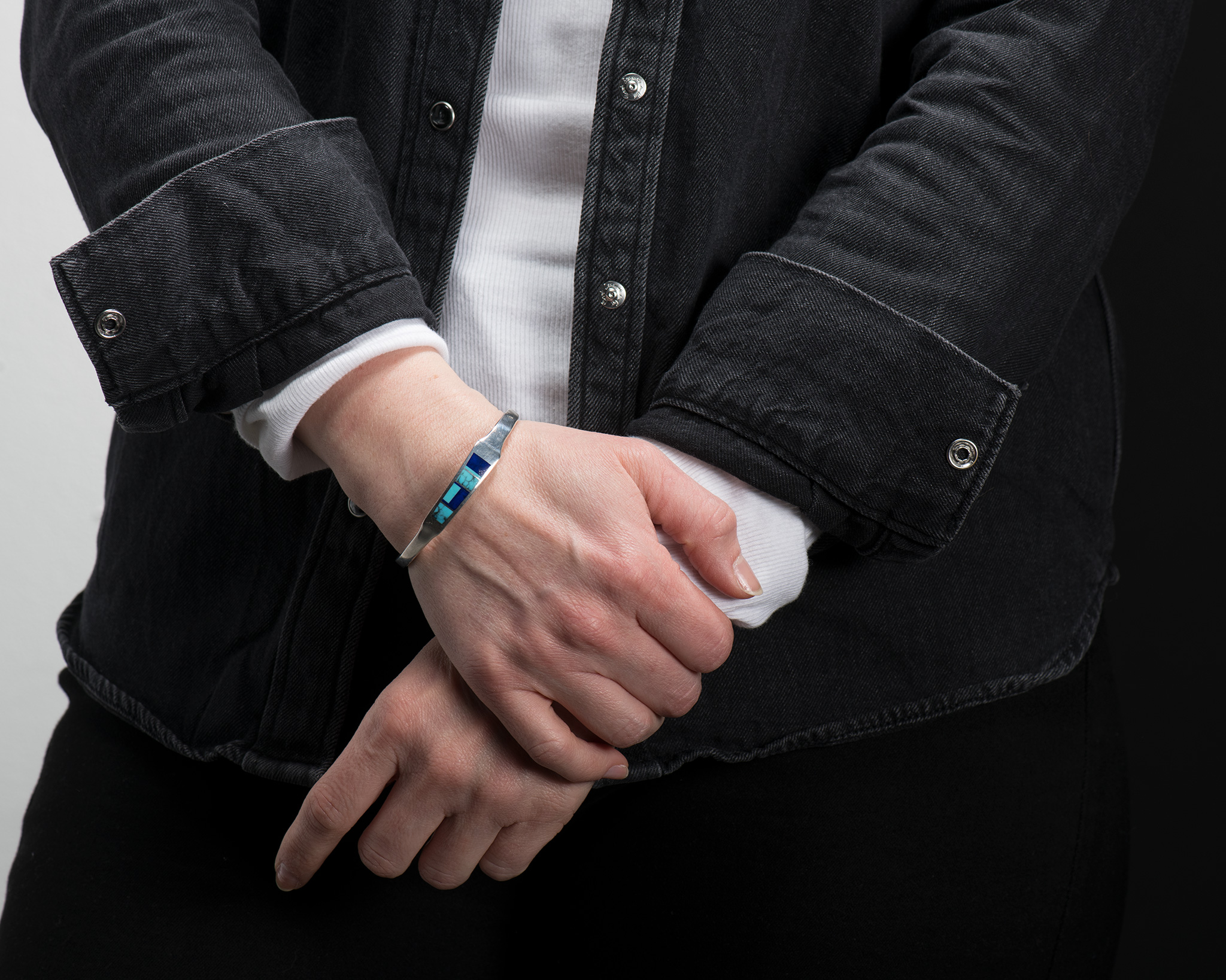 Ray Tracey Lapis and Turquoise Cuff