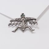 Vintage Cast Figure Pin with Turquoise