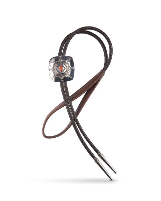 Jennifer Curtis Stamped Sterling Silver Bolo with Coral