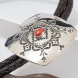 Jennifer Curtis Stamped Sterling Silver Bolo with Coral