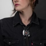 Jennifer Curtis Stamped Sterling Silver Bolo with Coral