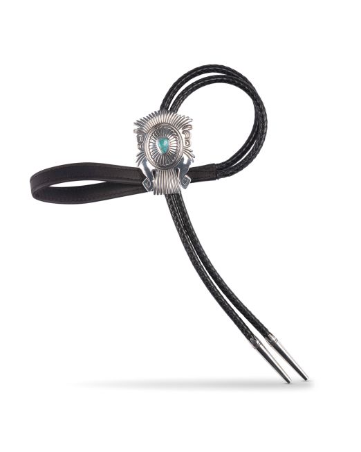 Jennifer Curtis Stamped Sterling Silver Bolo with Turquoise
