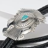 Jennifer Curtis Stamped Sterling Silver Bolo with Turquoise