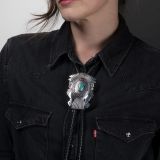 Jennifer Curtis Stamped Sterling Silver Bolo with Turquoise