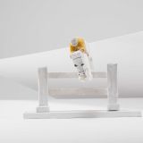 Jorge Lovato Jumping Horse and Rider Miniature Wood Carving