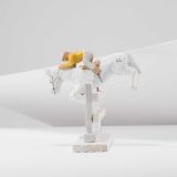 Jorge Lovato Jumping Horse and Rider Miniature Wood Carving