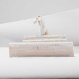 Jorge Lovato Jumping Horse and Rider Miniature Wood Carving