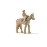 Jorge Lovato Horse and Jockey Miniature Wood Carving